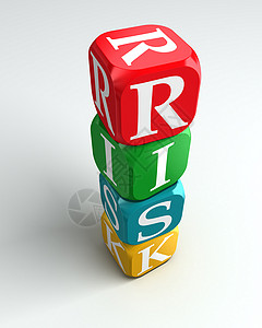 3d 质量三彩色字绿色立方体白色红色危险骰子风险背景图片