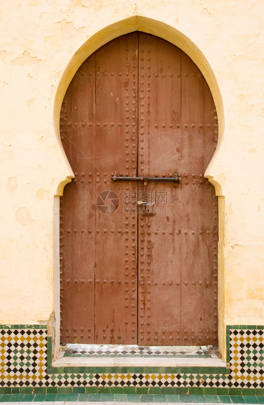 摩洛哥门入口建筑学建筑风格文化风格马赛克图片