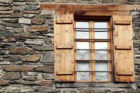 旧木窗窗帘建筑学建筑岩石窗户石头背景图片