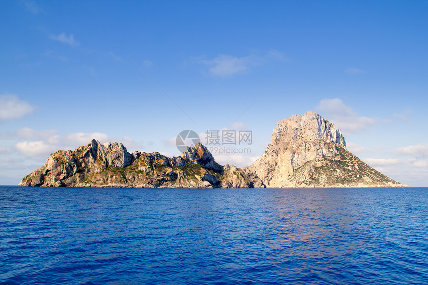 Es Vedra岛和Vedranell岛蓝海石头岩石海洋海岸小岛天空天堂波浪旅行观光图片