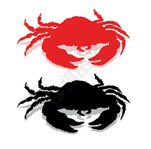 螃蟹标志螃蟹环影白色动物海洋吉祥物海鲜红色癌症野生动物黑色贝类背景