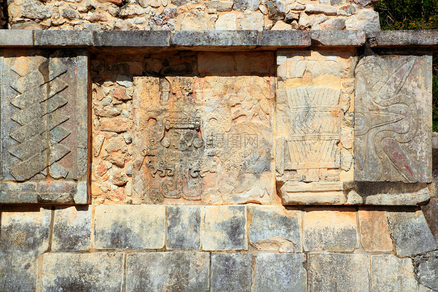 象形象形文字 玛雅的废墟 墨西哥金字塔场地寺庙建造运动法庭石头球赛雕塑历史图片