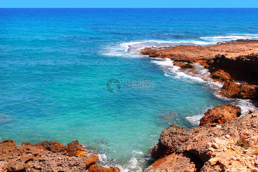 拉罗塔斯南地中海海滨 Denia支撑运动地平线天气蓝色生态石头海洋海浪旅行图片