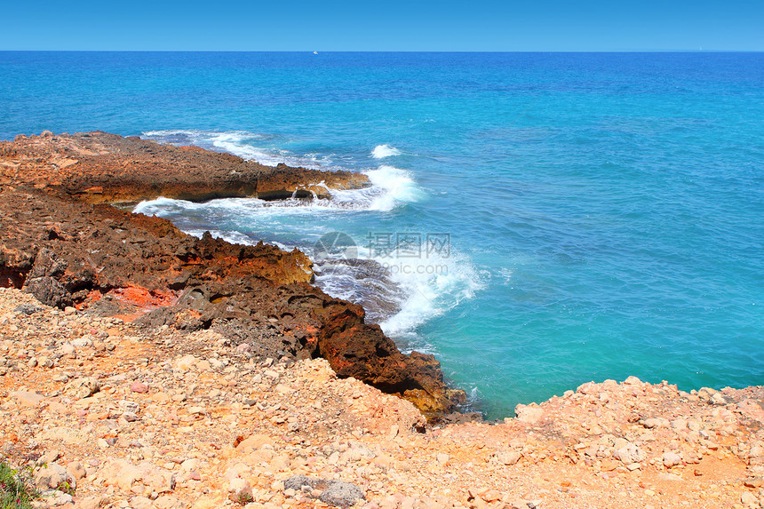 拉罗塔斯南地中海海滨 Denia轮值旅行海岸岩石支撑波纹蓝色天气墙纸环境图片