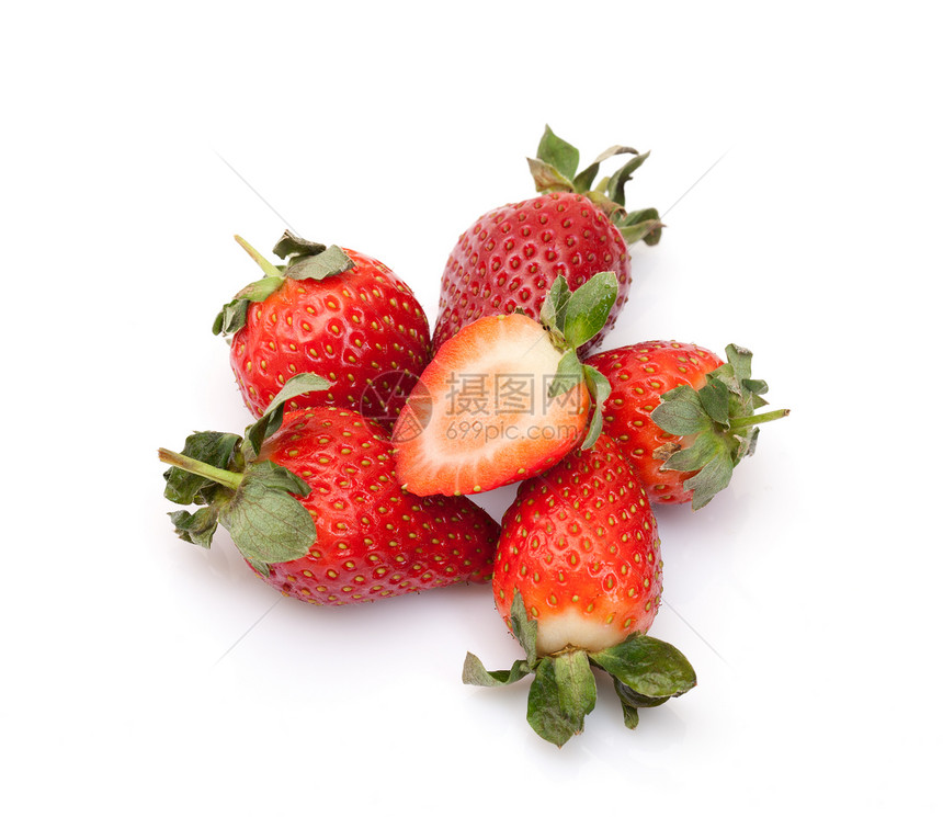 草莓饮食白色活力茶点叶子绿色食物果味养分甜点图片