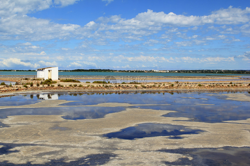 盐碱盐酸盐厂地平线蓝色生理海岸场地传统旅行沙漠旅游盐场盐水图片