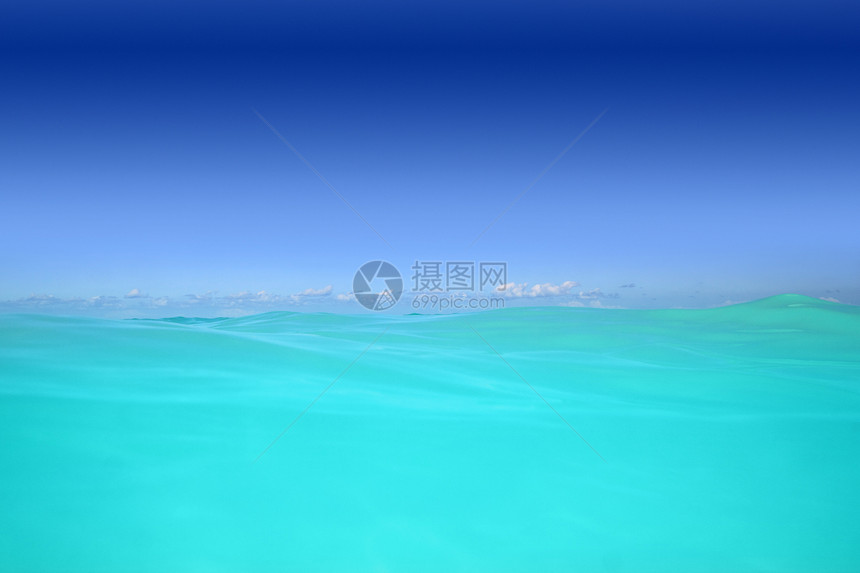 氨基甲酸盐水场景热带海滩地平线海浪液体假期宏观波纹蓝色图片