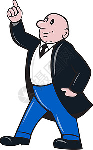 Bald 商务人士指向上插图企业家卡通片套装手指男性男人背景图片