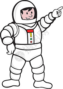 宇航员常备指针卡通片插图男性太空人男人背景图片