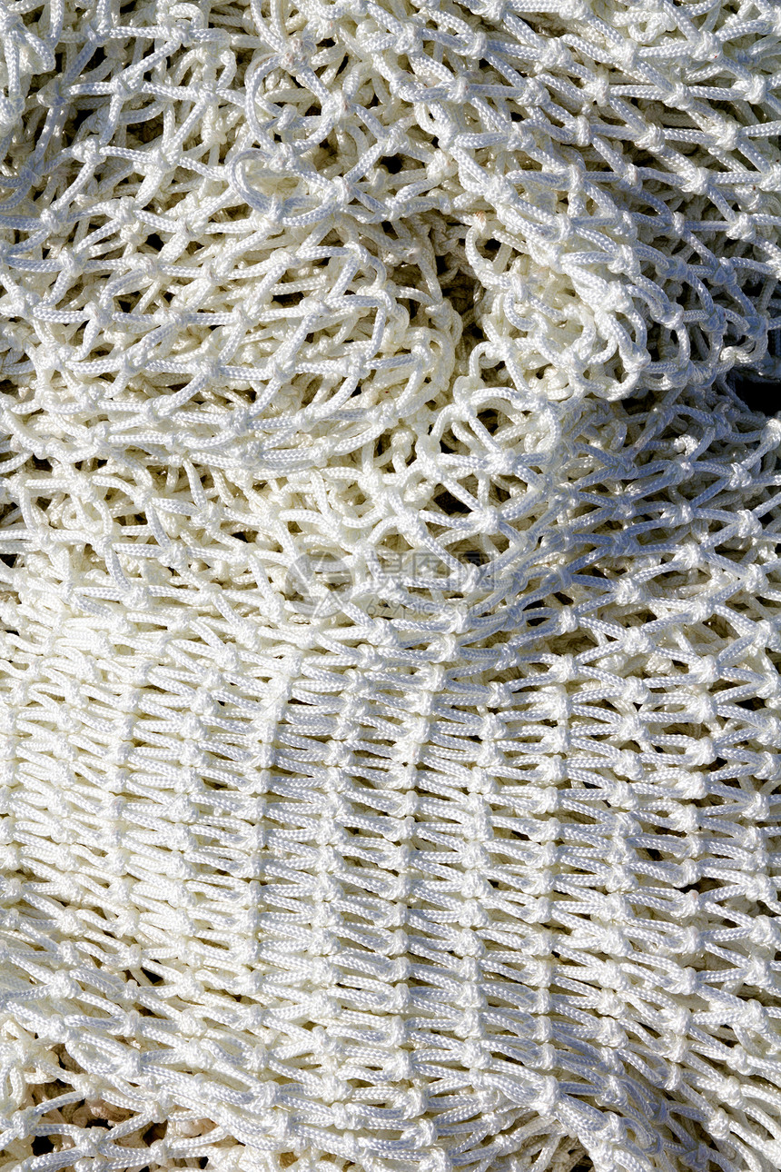 新的白网纹理封闭编织宏观材料织物支撑渔夫塑料网络细绳手工图片