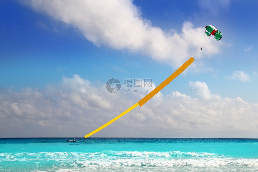 宣传沙滩降落伞船黄色复制空间图片