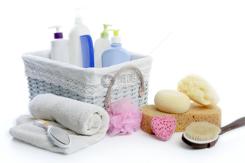 带淋浴凝胶的浴室厕所篮子生活毛巾手工奢华卫生化妆品治疗礼物芳香身体图片