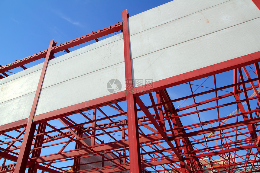 钢结构混凝土 建筑工建工业建筑金属工程技术工作蓝色正方形柱子商业财产脚手架图片