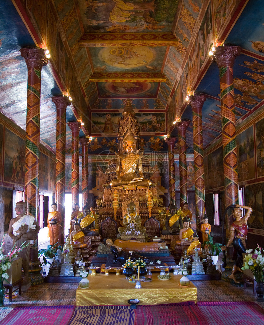 柬埔寨的瓦特金边高棉语宗教雕塑寺庙雕像佛教徒文化图片