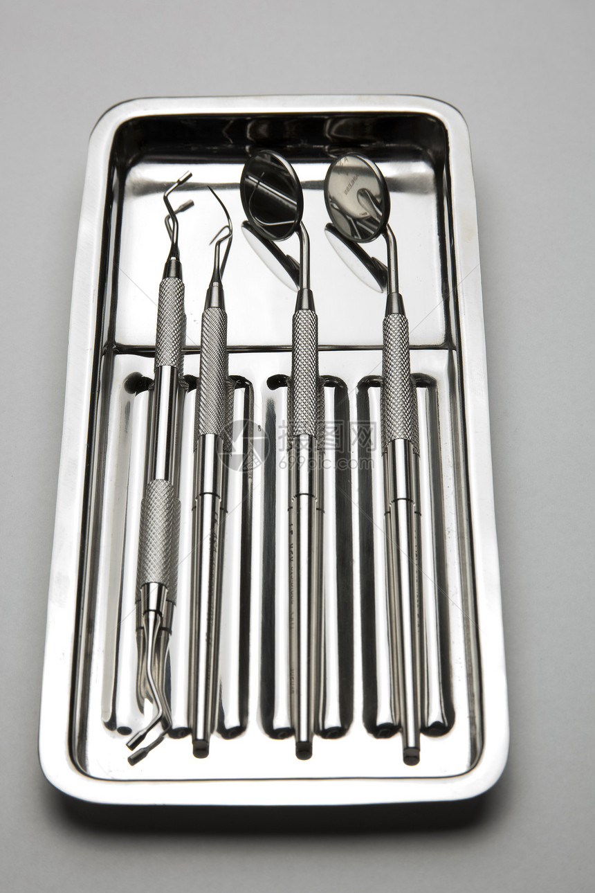 牙科仪器板盘考试医生口服配件镜子矫正检查反射蓝色金属图片