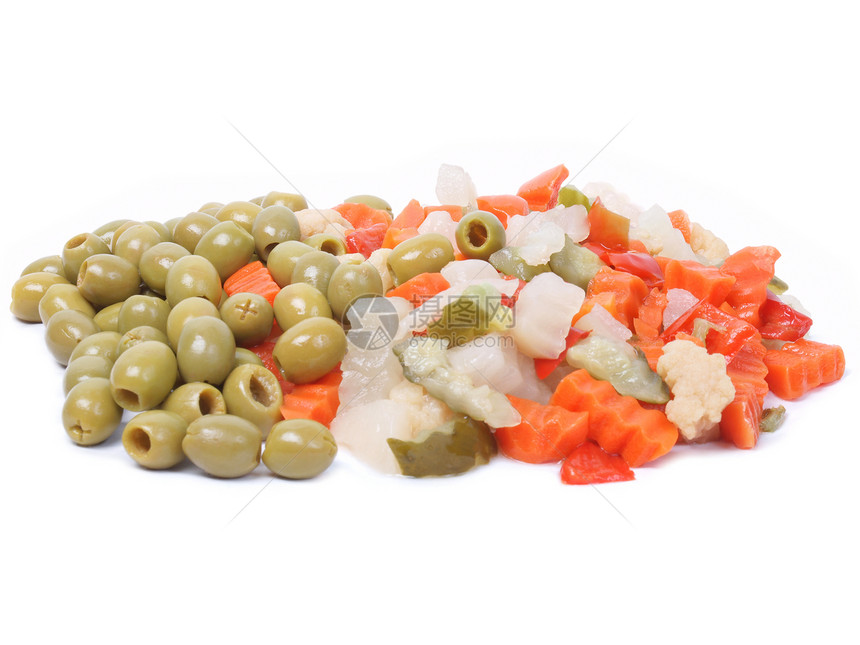 混合蔬菜橙子沙拉洋葱胡椒绿色宏观白色美食盘子食物图片
