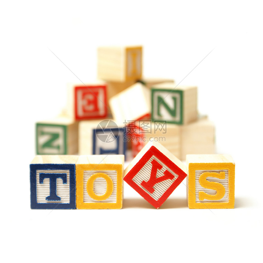 玩具学校团体蓝色字体正方形阅读孩子写作木头幼儿园图片