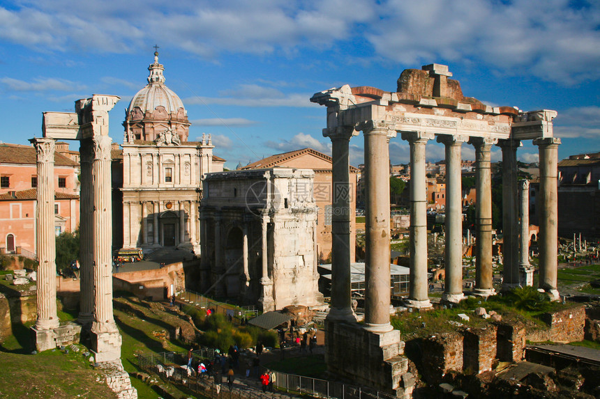 意大利 罗马 论坛和维托托利亚诺的废墟大理石白色旅行雕像合并纪念馆博物馆建筑观光旅游图片