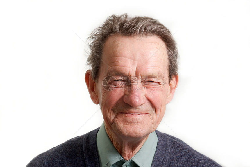 高级微笑沉思老化喜悦欢乐头发快乐皱纹智慧祖父老年图片