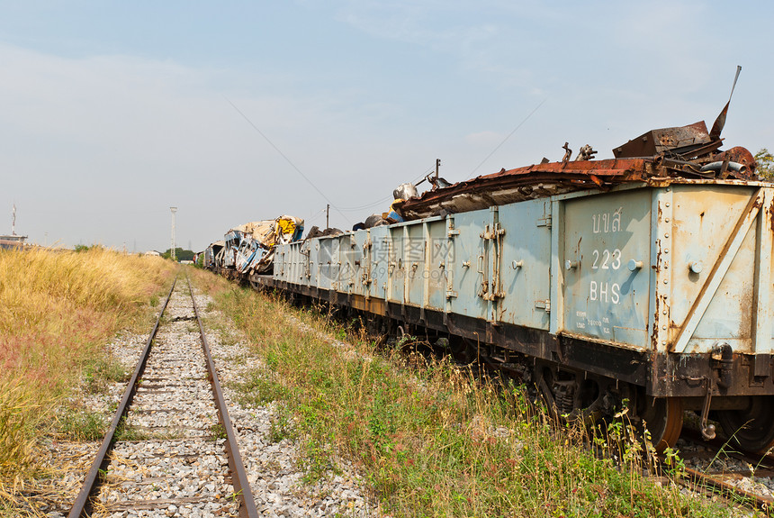 铁路向前看 右侧有火车残骸图片