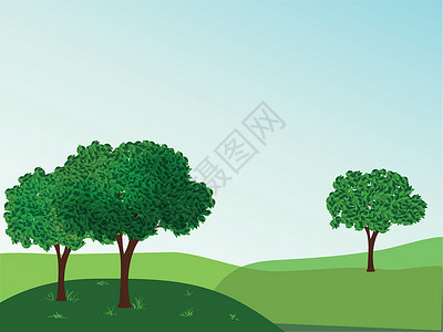 带树矢量插图的夏季景观背景图片