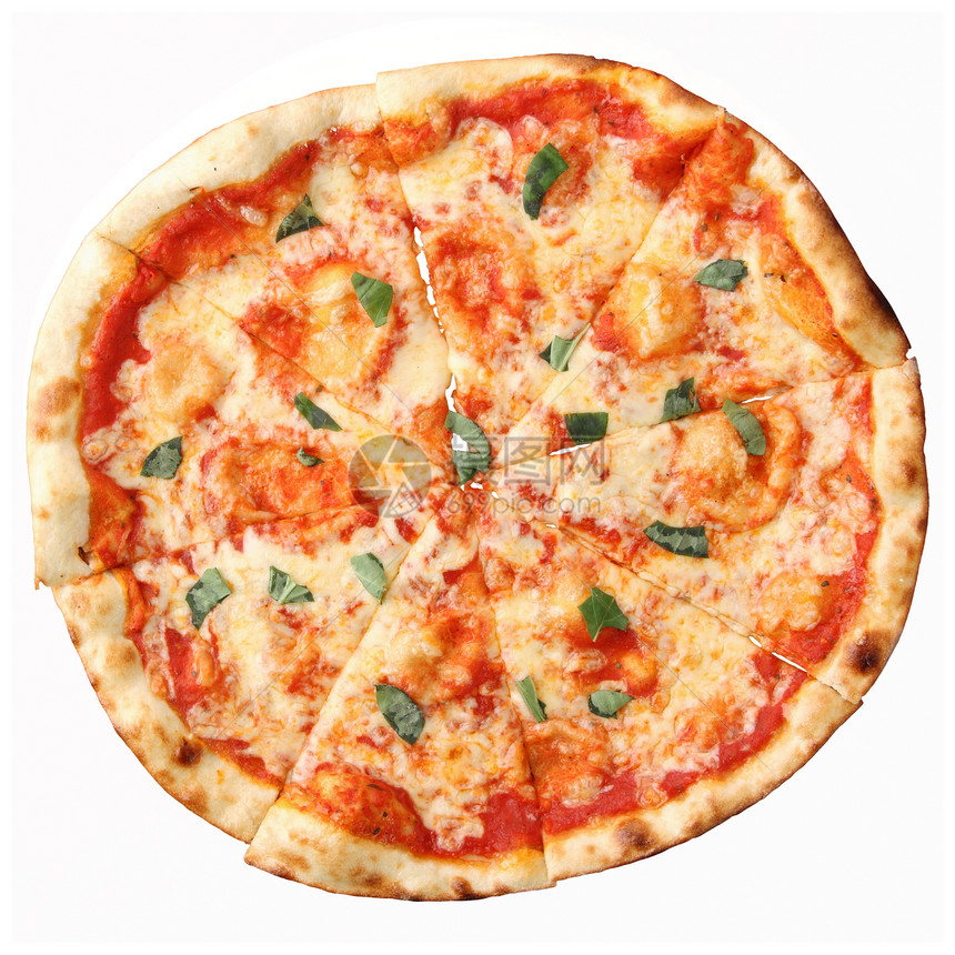 玛格丽塔披萨的顶端视图图片