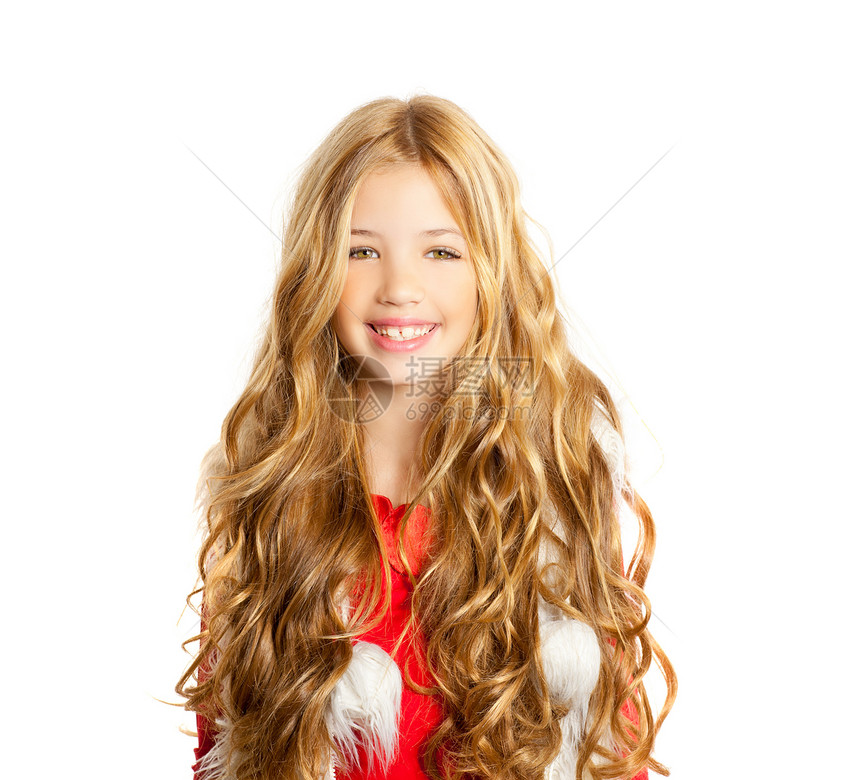 带着圣诞节冬冬白色毛皮的小女孩工作室头发金发女郎孩子们季节女孩手势金发女儿快乐图片