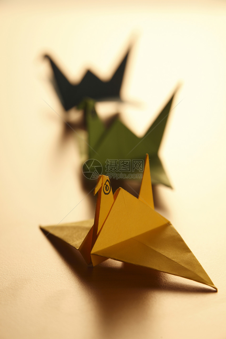 折纸鸟爱好焦点起重机选择性游戏折纸蓝色翅膀白色艺术图片