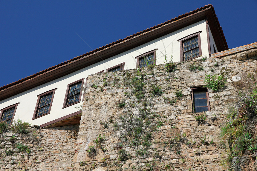 土耳其安塔利亚镇 传统住宅蓝色假期旅游天空窗户地标历史建筑学城市游客图片
