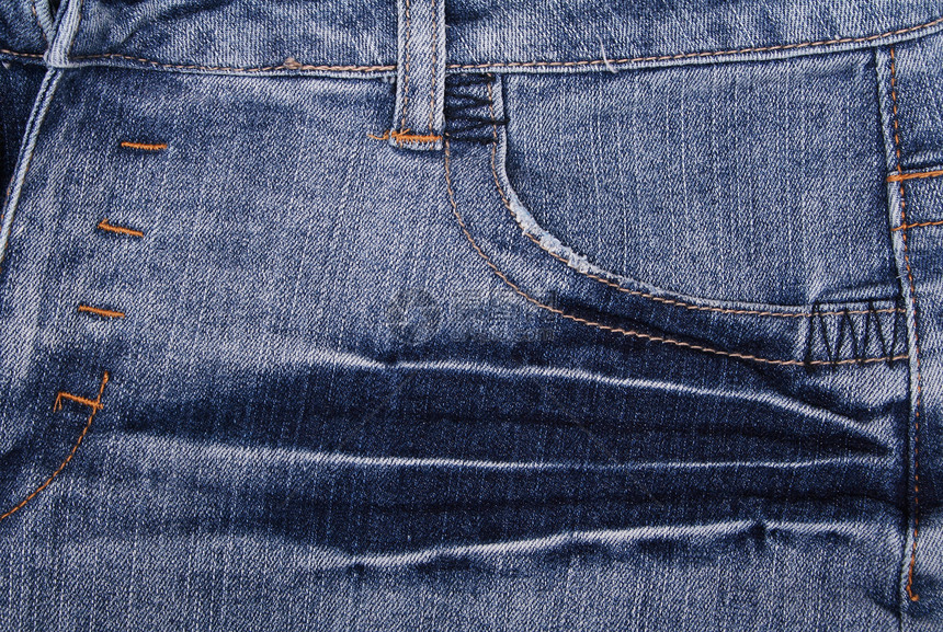 蓝牛仔裤布 底底袋为口袋衣服纤维棉布编织工作服裤子纺织品缝纫帆布材料图片