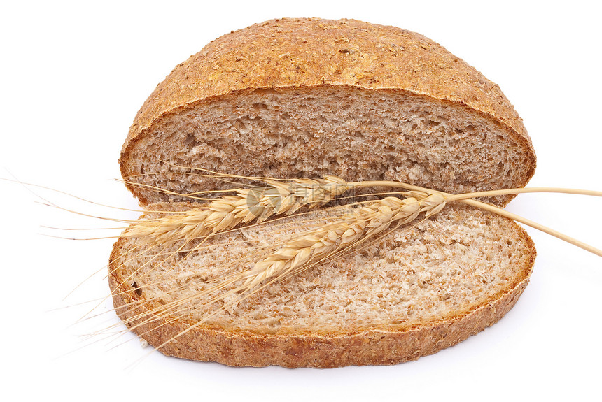 切碎的面包和耳朵圆形面粉食物白色粮食硬皮谷物脆皮燕麦植物图片