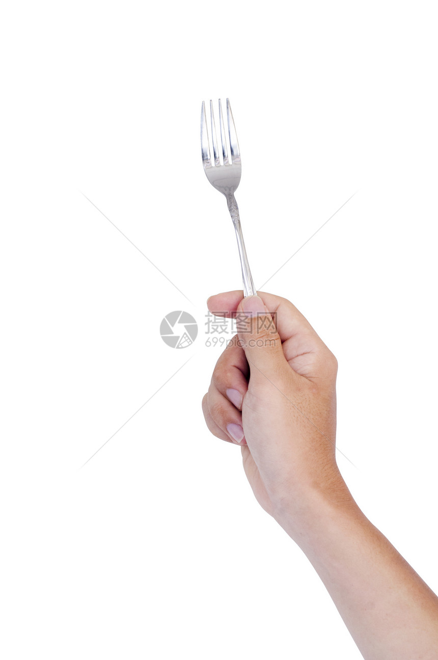手握叉子服务饥饿餐厅食物图片