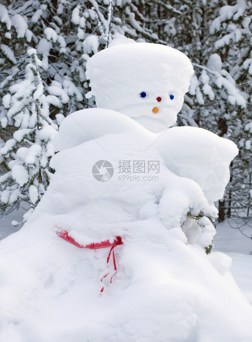 由大自然和足智多谋的人创造的雪人图片