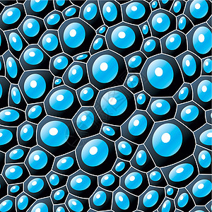 黑泡泡无缝的抽象纹理水滴居住插图细胞黑色纳米蓝色液体气泡圆形背景图片