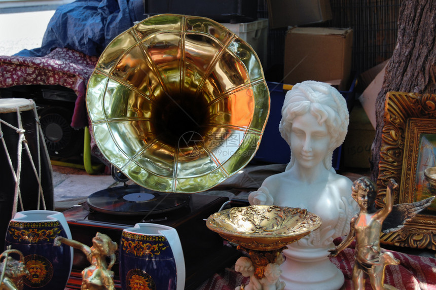 古老的英语花瓶音乐销售古董雕塑框架扬声器纪念品留声机塑像图片