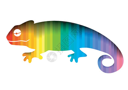变色龙科变色彩虹装饰反射蜥蜴风格曲线辉光颜色蠕变图形化插画