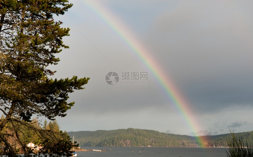运河彩虹风景海岸树木荒野天气天空海景海岸线环境支撑图片