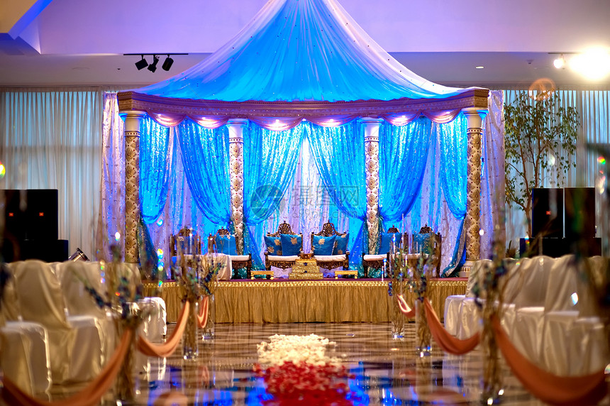 印度婚嫁权婚姻装饰婚礼功能植物群花朵椅子文化庆典王座图片