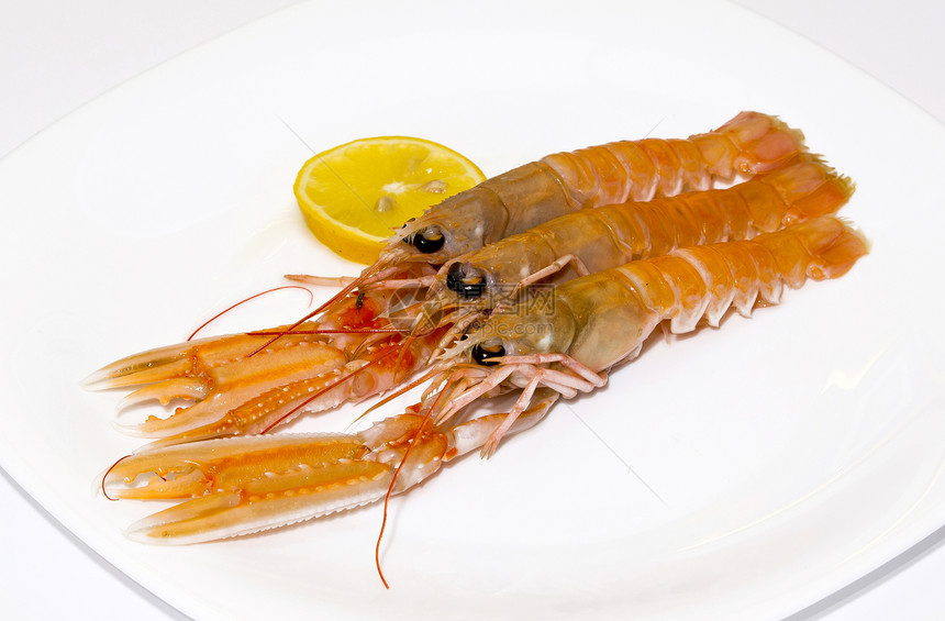 虾水平营养紫色粉色尾巴食物市场美食白色餐厅图片