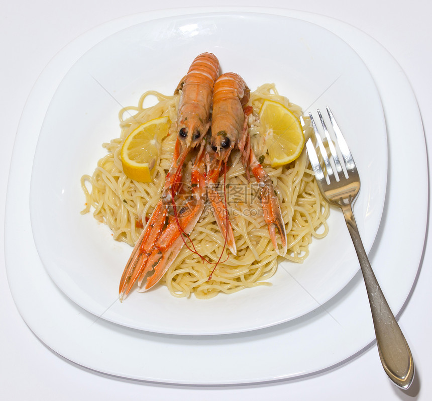 虾食物宏观意大利语柚子美食面条对虾国际海鲜图片