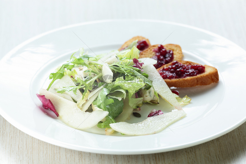 新鲜沙拉宏观美食小吃盘子莴苣长叶水果餐厅食物蔬菜图片