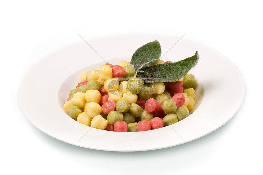 三彩格诺奇加圣人烹饪餐厅草药服务美食食物汤团黄油香菜营养图片