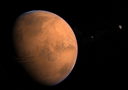 欧空局带有月球的火星-Phobos和Deimos背景
