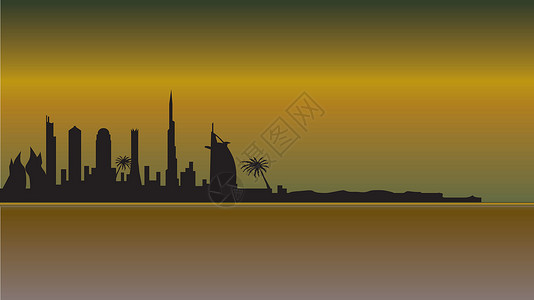 迪拜剪影dubai 天线天空插图建筑物建筑学天际旅行奢华海湾剪影摩天大楼插画