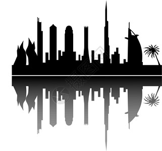 迪拜剪影dubai 天线酒店旅行奢华海湾天际建筑物建筑学剪影天空摩天大楼插画