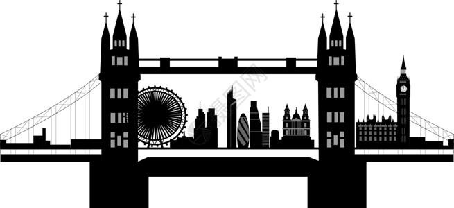 著名大桥简笔画伦敦天际办公室景观教会地标纪念碑王国天空大教堂摩天大楼旅行设计图片