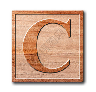 c语言木制字母C语言阴影骨牌剪裁木头字体古董插图公司字形背景