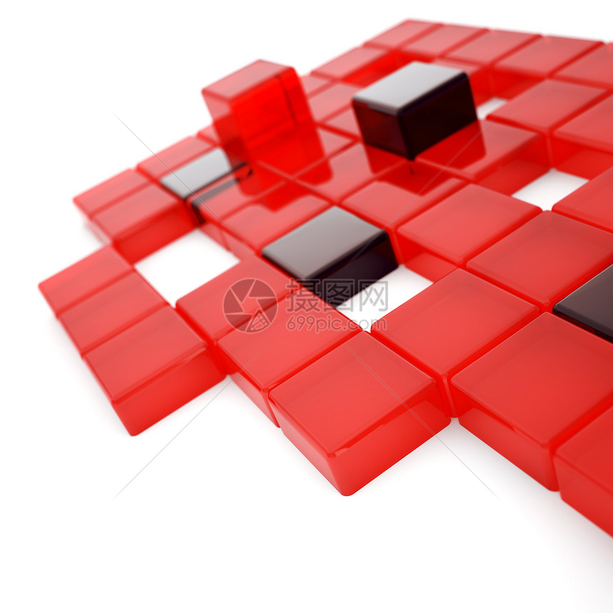 红色和深玻璃立方体图片
