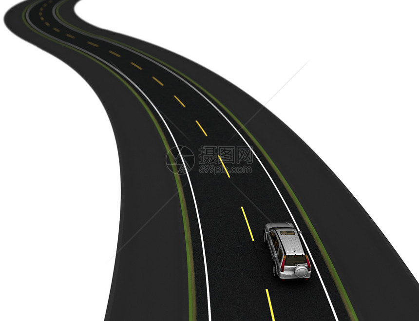 白色现代汽车运动划分驾驶通道车道交通缠绕车辆自由场景图片