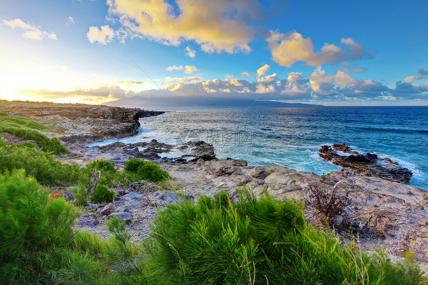 毛伊 夏威夷 海洋和日落图片